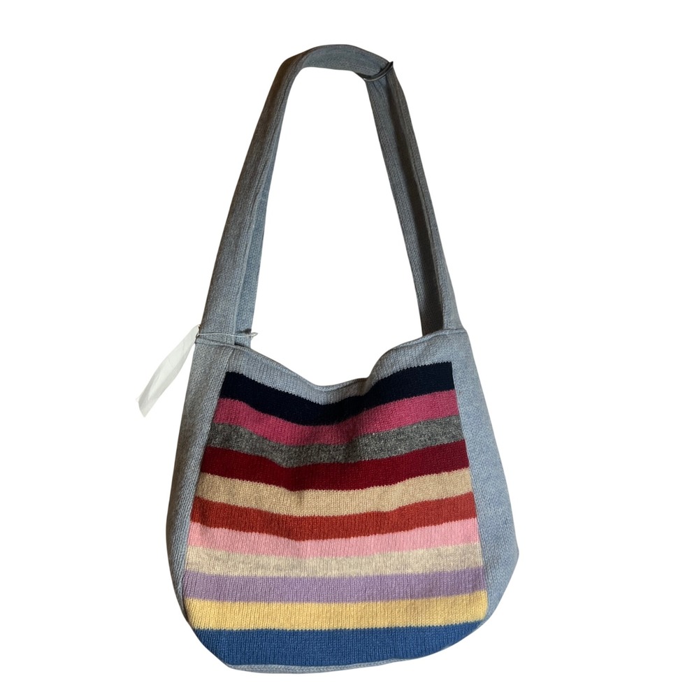 Old Navy Vintage 2002 Blue Multi Color Striped Lambswool Knit Shoulder Bag, NWT